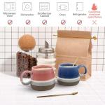 YINPIXUS 14 Oz Ceramic Coffee Mug, Large Tea Cup, Big Cups Ceramic, Cute Mug for Latte Hot Cocoa Chocolate Coffee Lover Gifts, Mugs with Spoon for Home Office, Gifts for for Women Men (Pink)