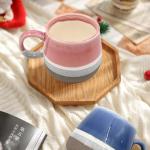 YINPIXUS 14 Oz Ceramic Coffee Mug, Large Tea Cup, Big Cups Ceramic, Cute Mug for Latte Hot Cocoa Chocolate Coffee Lover Gifts, Mugs with Spoon for Home Office, Gifts for for Women Men (Pink)