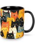 wiuurs Cat Coffee Mug 11OZ Funny Ceramic Tea Cup Kitchen Decor Novelty Mugs for Home Office Travel