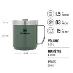 Stanley Classic Legendary Vacuum Insulated Tumbler-Stainless Steel Camp Mug, 1 Count (Pack of 1), Hammertone Green,354 milliliters