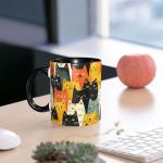 wiuurs Cat Coffee Mug 11OZ Funny Ceramic Tea Cup Kitchen Decor Novelty Mugs for Home Office Travel
