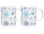 Whaline 2Pcs Snowflake Mug Set 12oz Christmas Winter Coffee Mug Ceramic Party Cups for Home School Office Xmas Housewarming Gift