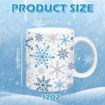 Whaline 2Pcs Snowflake Mug Set 12oz Christmas Winter Coffee Mug Ceramic Party Cups for Home School Office Xmas Housewarming Gift