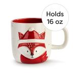 DEMDACO Festive and Foxy Red and White 16 ounce Stoneware Christmas Mug
