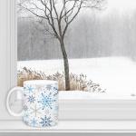 Whaline 2Pcs Snowflake Mug Set 12oz Christmas Winter Coffee Mug Ceramic Party Cups for Home School Office Xmas Housewarming Gift