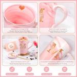 Coffee Mugs - Birthday Gifts for Women, Personalized Initial Customized Mug 14 Oz PinkTea Cup with Lid Spoon Greeting Card, Luxury Gift-Boxed Christmas Gift for Her Wife Mom Grandma Friend Unique,M