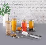 ASANMEYO 4 Pcs 24 oz Glass Cups With Bamboo Lids and Straws & 4 Airtight Lids, Reusable Smoothie Cups Mason Jar Drinking Glasses Iced Coffee Cups Glass Tumbler for Bubble Tea, Juice, Gift