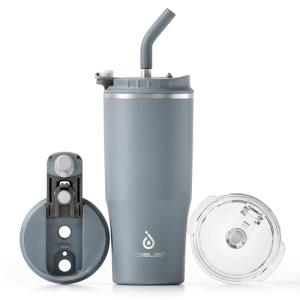 Ideus Insulated Tumbler with Lid and Straw 24 oz, Stainless Steel Double-Wall Vacuum Leak-Proof Travel Coffee Mug, Cup Holder Friendly, Ultimate Gray