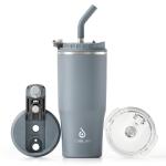 Ideus Insulated Tumbler with Lid and Straw 24 oz, Stainless Steel Double-Wall Vacuum Leak-Proof Travel Coffee Mug, Cup Holder Friendly, Ultimate Gray