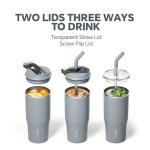 Ideus Insulated Tumbler with Lid and Straw 24 oz, Stainless Steel Double-Wall Vacuum Leak-Proof Travel Coffee Mug, Cup Holder Friendly, Ultimate Gray