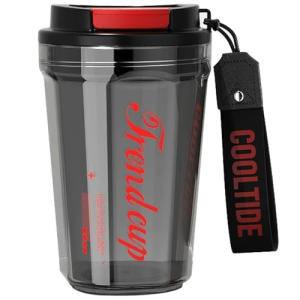 Boenkush BPA-Free 14 oz Plastic Tumbler Mug with Leak-Proof Lid – Reusable Coffee Tumbler Tea Cup, Easy to Clean, Travel-Friendly, Durable Water Bottle – Black