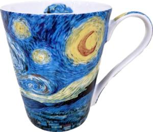 Eplze YBK Tech Bone China Teacup, Coffee Mug for Tea Lover and Art Lover- Van Gogh Oil Painting Series (14oz, Starry Night)