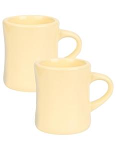 Mpfbomn Vintage Ceramic Coffee Mugs Set of 2, 10oz Heavy Retro Diner Mugs, Thick & Sturdy for Coffee, Cocoa, or Latte, Microwave & Dishwasher Safe, Elegant Gift for Men, Women (Cream)