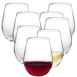 D'Eco Unbreakable Tritan Wine Glasses, 20 oz (Set of 8) – Shatterproof, Crystal-Clear, BPA-Free Plastic Tumblers – Dishwasher Safe Indoor/Outdoor Wine Cups for Fall Entertaining & Holiday Gatherings