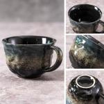 Noevany Coffee Mugs Cup, 8 OZ Ceramic Coffee Mugs with Gold Spoon for Man Woman, Modern Set of 4 Cup for Espresso Latte Cappuccino Cocoa Tea Dishwasher & Microwave Safe (Star Pulse)