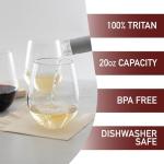 D'Eco Unbreakable Tritan Wine Glasses, 20 oz (Set of 8) – Shatterproof, Crystal-Clear, BPA-Free Plastic Tumblers – Dishwasher Safe Indoor/Outdoor Wine Cups for Fall Entertaining & Holiday Gatherings