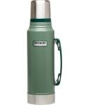 Stanley Heritage Classic Vacuum Bottle with Handle 1.1 qt | Wide Mouth with Leakproof Cup Lid | Keep Drinks Hot or Cold for Travel | Insulated Stainless Steel Thermos | BPA-Free | Hammertone Green