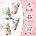 Dandat 100 Pcs Christian Floral Coffee Cups with Lids 16 oz Paper Floral Tea Cups Bulk Disposable Bible Verse Coffee Drinkware for Christian Religious Wedding Baby Shower Home Offices Supplies