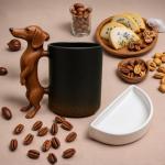 GPT RACK Dachshund Mug Adorable 11oz Coffee Cup with 3D Dachshund Handle Perfect Gifts for Men & Women Unique Dog Lover Collectible