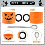 12 oz Halloween Pumpkin Mug Decorations, Happy Halloween Pattern Mug Ceramic Cute Pumpkin Coffee Cup Halloween Birthday Tabletop Drinkware Gifts for Adults Kids Women (Black Orange)