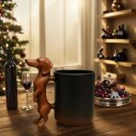 GPT RACK Dachshund Mug Adorable 11oz Coffee Cup with 3D Dachshund Handle Perfect Gifts for Men & Women Unique Dog Lover Collectible