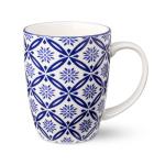Certified International Madison Set of 6 14 oz Premium Porcelain Mugs - Vibrant Blue and White Patterns for Coffee, Tea, Lattes, and Hot Cocoa