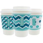 WK IEASON Reusable Hot Coffee Cup Insulator Sleeves Neoprene Hot Coffee and Tea Cup Holder Sleeves Cover Reusable 16-24OZ for Starbucks Coffee, McDonalds, Dunkin Donuts, More (Geometric patterns)