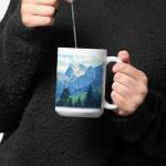 Unique Custom Name On California Coffee Mug, Nature Inspired Cup, Personalized Yosemite National Park Mug, Ceramic Cup, Full Wrap Mug, Customized Mountain Scenie White Cup 11oz 15oz