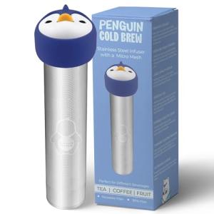 Penguin Cold Brew - Tea Infuser Baskets - Stainless Steel Strainers for Loose Leaf Tea and Coffee - Extra Fine Metal Micro Mesh Steeper - Reusable, Travel-Friendly(Large Capacity for Pitchers)