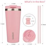 BJPKPK 22oz Tumbler With lid And Straw Stainless Steel Travel Coffee Mug Insulated Tumblers Cups,Light Pink