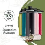 The Tea Spot Steepware Tea Tumbler and Thermos, 22oz, Tea Bottle with tea infuser for loose leaf tea or iced coffee, Sleek Double Wall Tumbler & Insulated Travel Bottle - Olive
