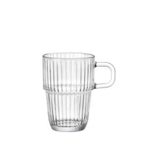 Bormioli Rocco Barshine 10.5 oz. Coffee, Tea and Hot Cocoa Mugs Stackable Tempered Drinking Glasses, Set of 12, Clear