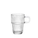 Bormioli Rocco Barshine 10.5 oz. Coffee, Tea and Hot Cocoa Mugs Stackable Tempered Drinking Glasses, Set of 12, Clear