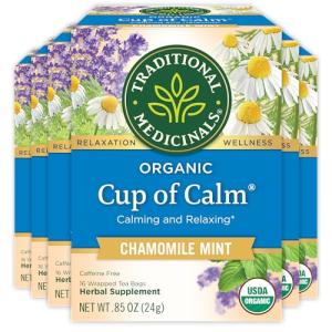 Traditional Medicinals Tea, Organic Cup of Calm, Calming & Relaxing with Chamomile Mint, 96 Tea Bags (6 Pack)