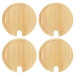 uxcell 4Pcs Bamboo Cup Lid with Spoon Hole 3.31 Inch, Wooden Cup Cover Seasoning Jar Mug Cover Coffee Mug Cover Tea Glass Cup Lid
