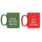 Pearhead Holiday Mug Set, Here For The Cocoa, Tis The Season, Christmas Home Décor Gifts, Coffee Mugs Set of 2, 13 oz