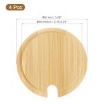 uxcell 4Pcs Bamboo Cup Lid with Spoon Hole 3.31 Inch, Wooden Cup Cover Seasoning Jar Mug Cover Coffee Mug Cover Tea Glass Cup Lid
