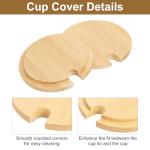 uxcell 4Pcs Bamboo Cup Lid with Spoon Hole 3.31 Inch, Wooden Cup Cover Seasoning Jar Mug Cover Coffee Mug Cover Tea Glass Cup Lid