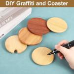 uxcell 4Pcs Bamboo Cup Lid with Spoon Hole 3.31 Inch, Wooden Cup Cover Seasoning Jar Mug Cover Coffee Mug Cover Tea Glass Cup Lid