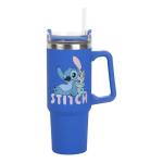 Paladone Disney Stitch 900 ml Blue Insulated Travel Cup and Straw, Officially Licensed Tumbler with Handle for Iced Tea or Coffee, Pop Culture Merchandise for Fans