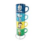 Silver Buffalo Peanuts Comic Strip 4-Pack Ceramic Mug Stack, 10-Ounces