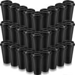 Honeydak 45 Pack 16 oz Reusable Coffee Cups with Lids Water Bottle Iced Coffee Travel Mug Reusable Portable Plastic Tea Tumblers Bulk for Hot and Cold Drinks Birthdays Party(Classic,Black)