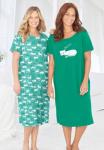 Dreams & Co. Plus Size 2-Pack Long Sleepshirts - 1X/2X, Pink Tea Cup