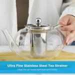 GROSCHE - Joliette Borosilicate Glass Teapot with Stainless Steel Infuser - 5 Cup Glass Teapot with Removable Strainer for Loose Leaf & Herbal Tea, Dishwasher Safe, 42 oz