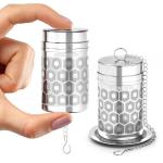 2 Pack Reinmoson Mini Tea Strainers for Loose Tea, Extra Fine Mesh Tea Infuser, 304 Stainless Steel & Updated Slim Threaded Lid, Loose Leaf Tea Steeper for Black Tea, Rooibos, etc