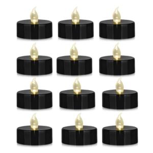 MINXIN Battery Operated Tea Lights Candles: 24 Pack Realistic and Bright Flickering Holiday Gift Flameless Candles LED Electric Tea Candles for Seasonal & Festival Party Home Decoration Black