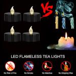 MINXIN Battery Operated Tea Lights Candles: 24 Pack Realistic and Bright Flickering Holiday Gift Flameless Candles LED Electric Tea Candles for Seasonal & Festival Party Home Decoration Black