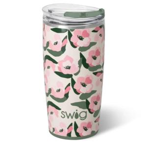 Swig Life 22oz Insulated Tumbler, Travel Coffee Tumbler with Lid, Cup Holder Friendly Travel Coffee Mug, Stainless Steel, 22 oz Tumblers, Reusable Insulated Mug with Lid (Sweet Pea)