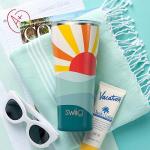 Swig Life 22oz Insulated Tumbler, Travel Coffee Tumbler with Lid, Cup Holder Friendly Travel Coffee Mug, Stainless Steel Thermos (Sun Dance)