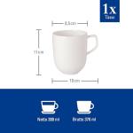 Villeroy & Boch Afina Mug with Handle, Premium Porcelain, Made in Germany, Dishwasher and Microwave Safe, 3.25 x 4in, Stackable, White